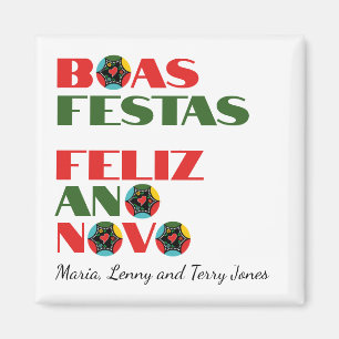 Minimal Typography Portuguese Christmas Greetings  Magnet