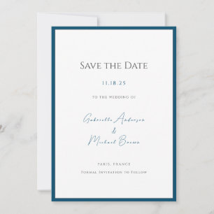 Minimal Typography Timeless Elegant Teal Wedding  Save The Date
