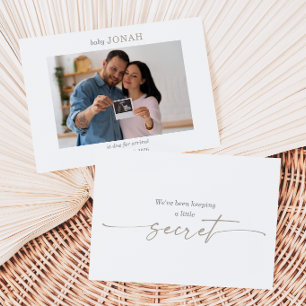 Minimal Ultrasound Baby Photo Announcement Card