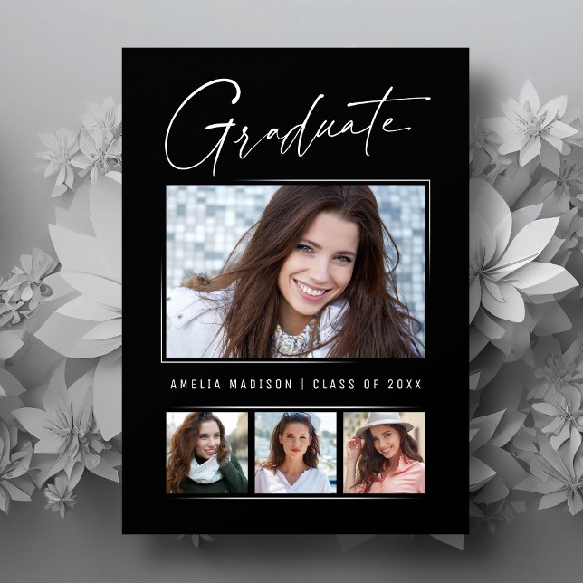 Minimal Unique Calligraphy Ink Script Grad 4 Photo Announcement (Creator Uploaded)