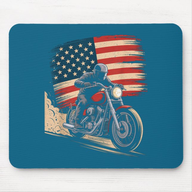 Minimal Usa American Flag Motorcycle Mouse Pad (Front)