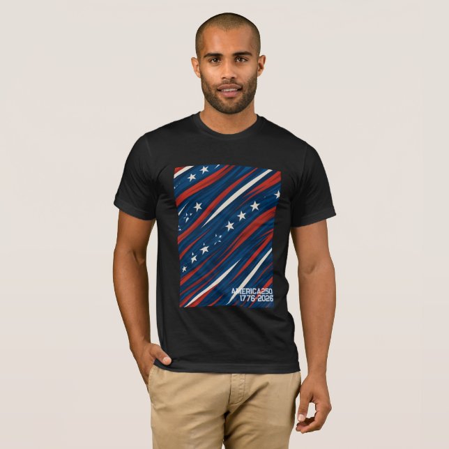 Minimal USA Flag Stripe Pattern | Men's  T-Shirt (Front Full)