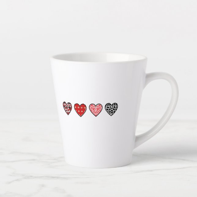 minimal valentine hearts / “cute love pattern” latte mug (Right)