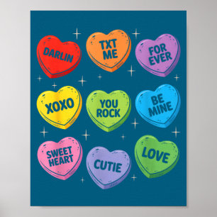 Minimal Valentine's Conversation Hearts Candy Mine Poster
