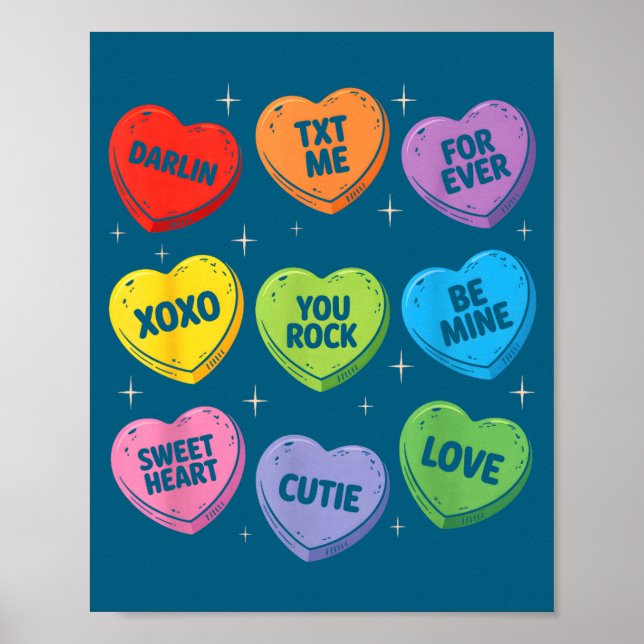 Minimal Valentine's Conversation Hearts Candy Mine Poster (Front)