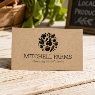 Minimal Vegetable Logo Kraft Paper for Farmers Business Card