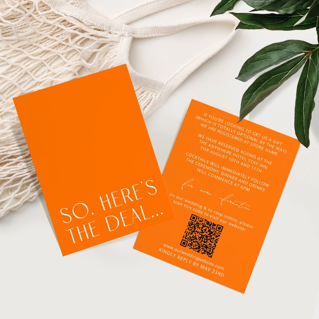 Minimal Vibrant Orange Details Card & RSVP QR Code (Creator Uploaded)