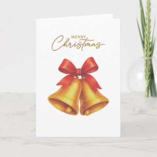 Minimal Vintage Bells & Ribbon "Merry Christmas"  Card