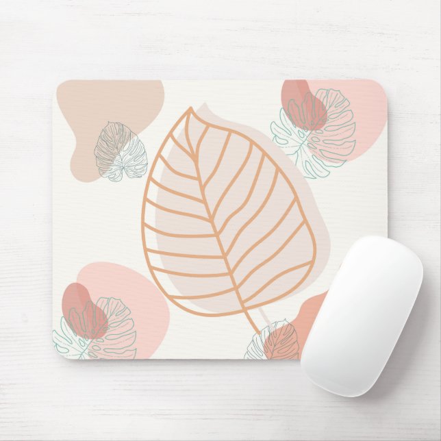 Minimal Vintage Leaf Mouse Pad (With Mouse)