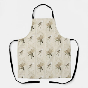 Minimal Vintage Lily Bird Elegant Antique Apron