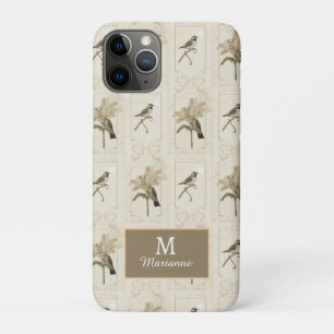Minimal Vintage Lily Bird Elegant Antique iPhone 11 Pro Case