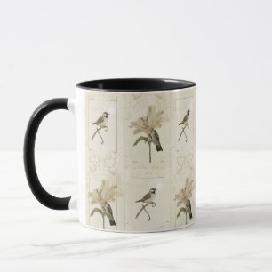 Minimal Vintage Lily Bird Elegant Antique Mug