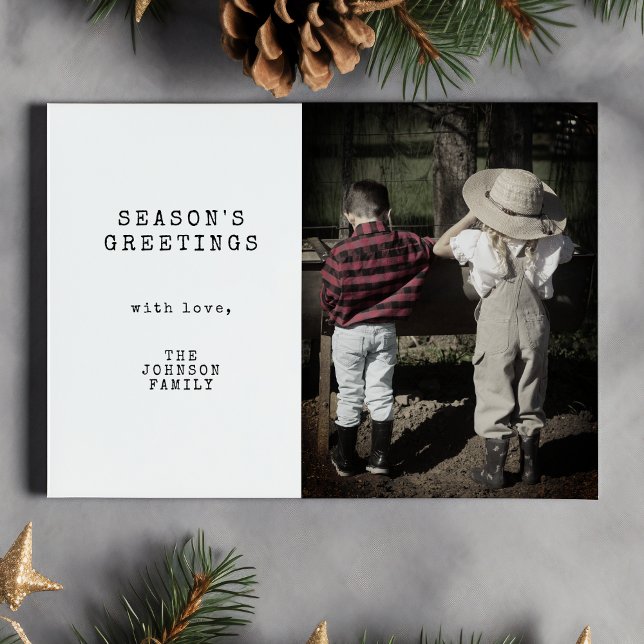 Minimal Vintage One Photo Personalised Christmas Holiday Card (Creator Uploaded)