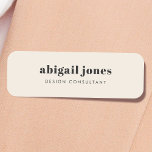 Minimal Vintage Retro Organic Natural Cream Name Tag<br><div class="desc">A simple stylish custom design with retro typography on a cream background. The text can easily be personalised to make a design as unique as you are! The perfect trendy bespoke design for personal or business use!</div>