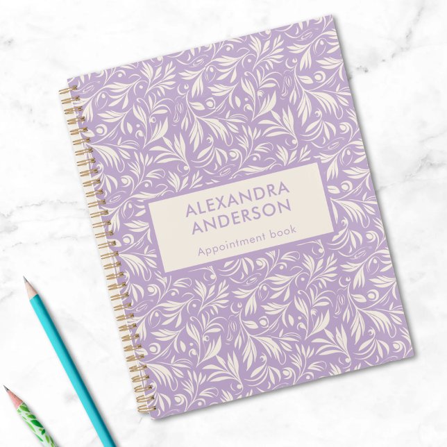 Minimal Violet Botanical Leaves Swirls Pattern  Planner (Minimal Violet Botanical Leaves Swirls Pattern Planner)