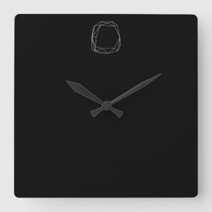 Minimal Vip Black Diamond Poligonal Frame Metallic Square Wall Clock