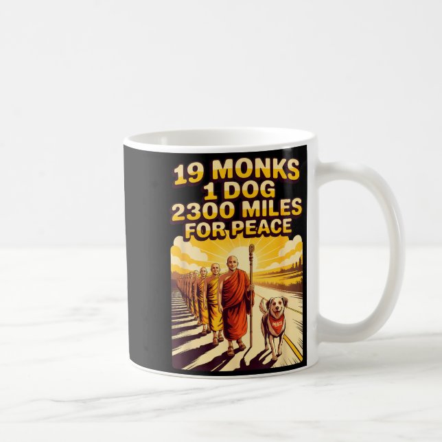 Minimal Walk For Peace Buddhist Monks Coffee Mug (Right)