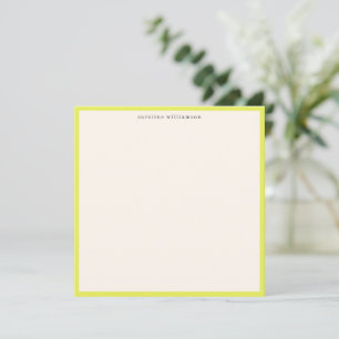 Minimal Wasabi Yellow Border Name Stationery Cute Card