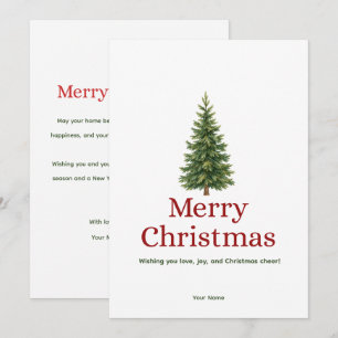 Minimal water colour tree Christmas card