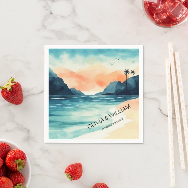 Minimal Watercolor Beach Napkin (Insitu)