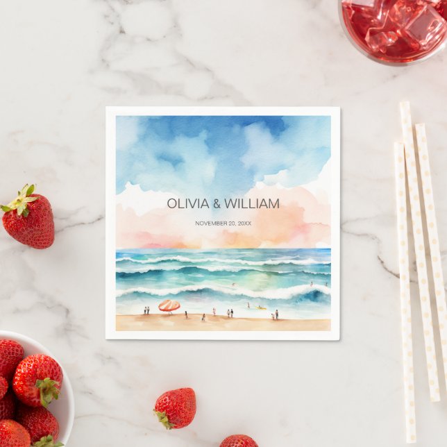 Minimal Watercolor Beach Napkin (Insitu)