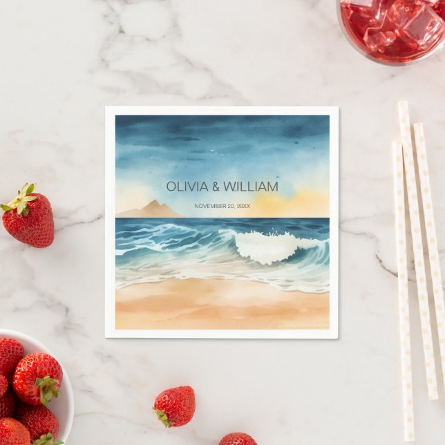 Minimal Watercolor Beach Napkin (Insitu)