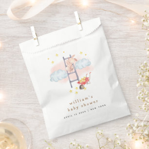 Minimal Watercolor Boho Bunny Stars Baby Shower Favour Bag