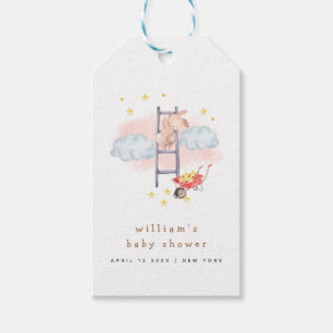 Minimal Watercolor Boho Bunny Stars Baby Shower Gift Tags