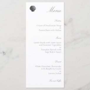 Minimal Watercolor Charcoal Shell Wedding Menu