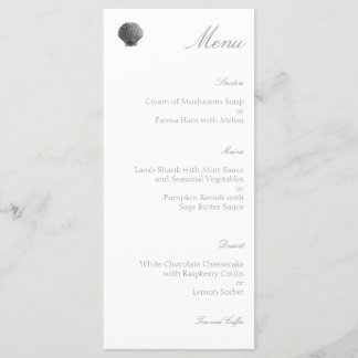 Minimal Watercolor Charcoal Shell Wedding Menu