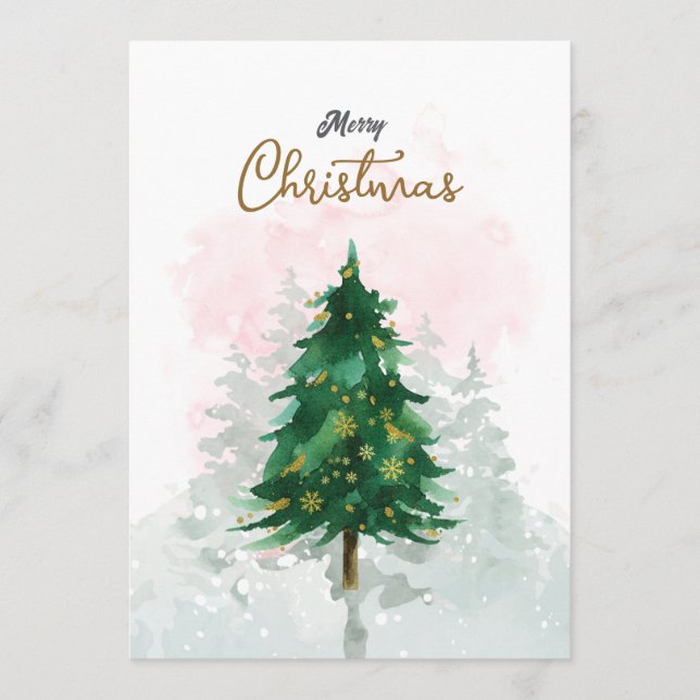 Minimal Watercolor Christmas Card (Front)
