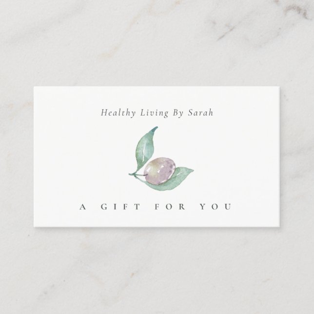 Minimal Watercolor Olive Foliage Gift Certificate (Front)