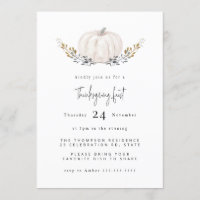 Minimal Watercolor Pumpkin Foliage Thanksgiving