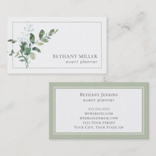  Minimal Watercolor Sage Green Greenery  Business Card