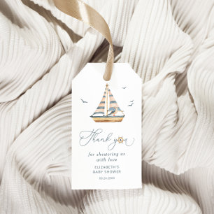 Minimal Watercolor Sailboat Nautical Baby Shower Gift Tags