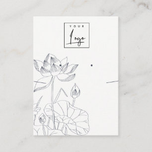 Minimal Waterlily Floral Sketch Earring Necklace Business Card
