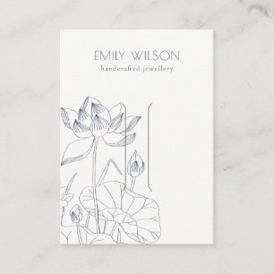 Minimal Waterlily Floral Sketch Hair Clip Display Business Card