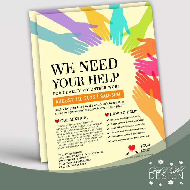 Minimal We Need Your Help Charity Volunteer Ad Flyer (Creator Uploaded)