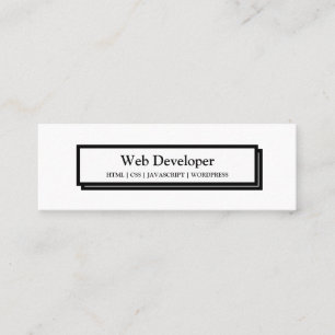 Minimal Web developer white black website button Mini Business Card
