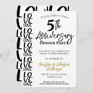 Minimal Wedding Anniversary Dinner Party Invitation