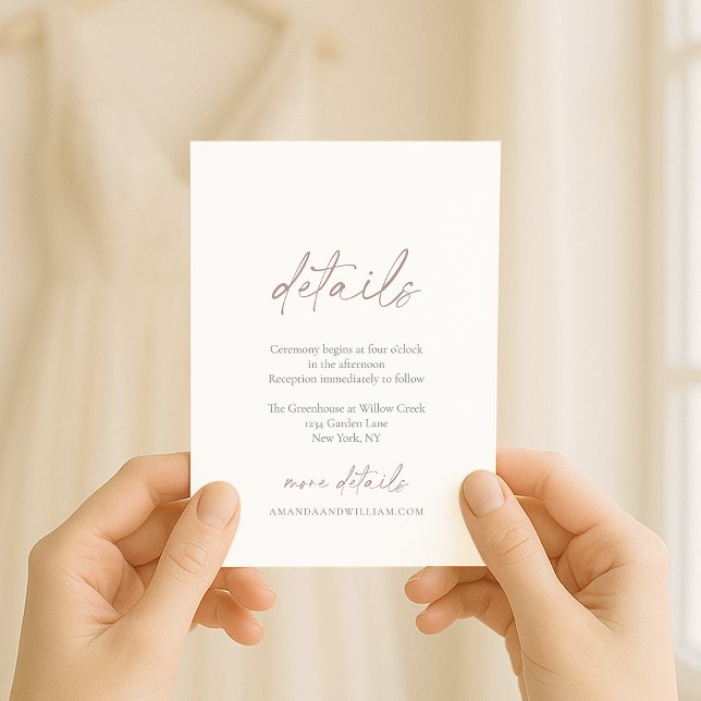 Minimal Wedding Details Card with Soft Calligraphy (Creator Uploaded)