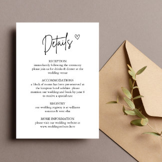 Minimal Wedding Details Enclosure Card