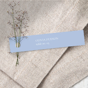 Minimal Wedding Dusty Blue & White Place Name Card