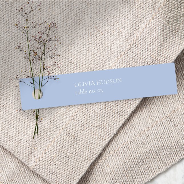 Minimal Wedding Dusty Blue & White Place Name Card (Creator Uploaded)