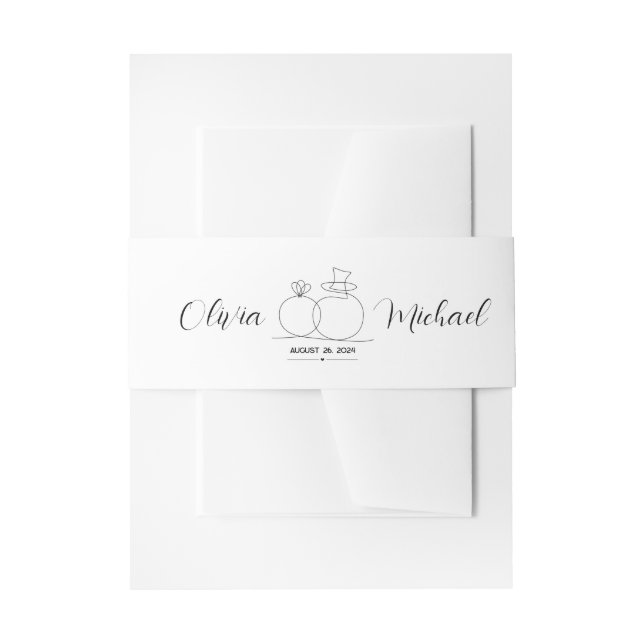 Minimal Wedding Invitation Belly Band (Front Example)