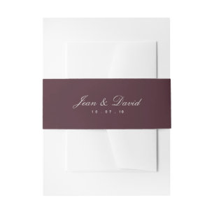 Minimal Wedding Invitation Belly Band - Burgundy
