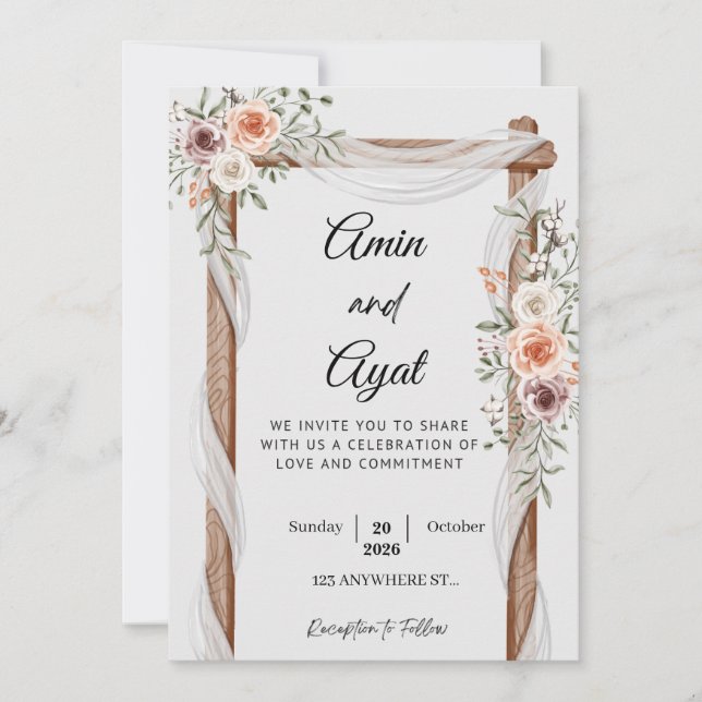 Minimal Wedding Invitation Template | Classic Scr (Front)