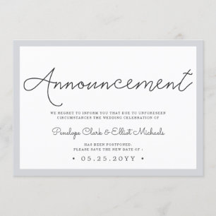 Minimal Wedding Postponement Invitation