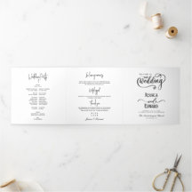 Minimal Wedding Program Black and White Elegant