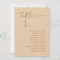 Minimal Wedding Seating Chart in Warm Peach Sand